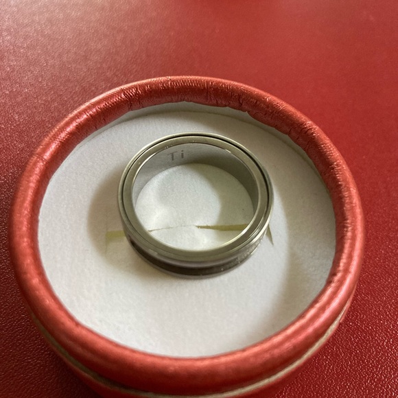 COPY - Titanium Spinner Matt finish GP engraved with CZ ONLY LOVE YOU. 14GP Siz… - Picture 5 of 6